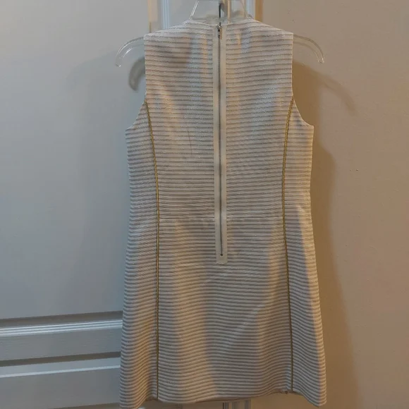 PUNCH A line Gold and Cream Over The Knee length Dress Size 4 - Picture 11 of 12